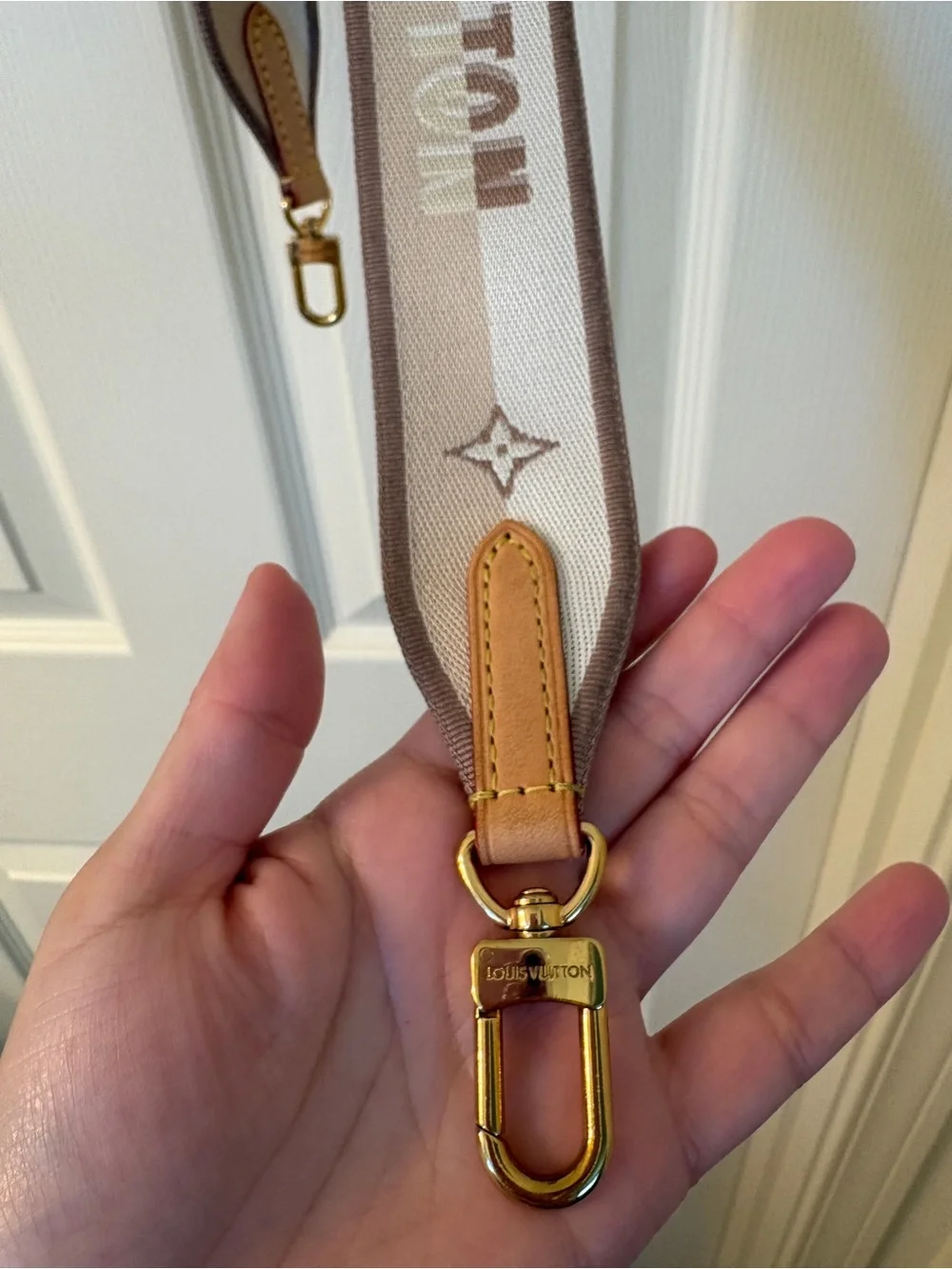 Louis Vuitton Beige and Tan Bandoulière Strap with Gold Hardware